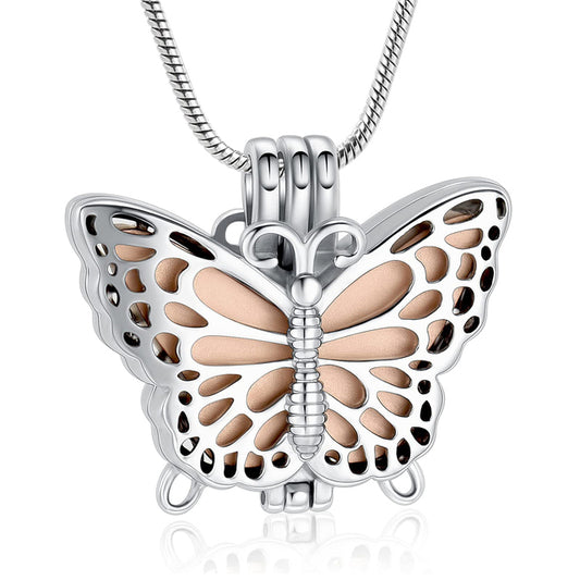 Butterfly Urn Pendant Rose Gold Tone