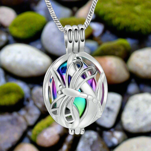 Dragon Fly Egg Urn Pendant Rainbow