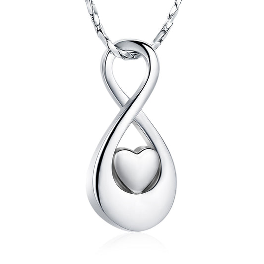 Infinity Silver Tone Heart Pendant