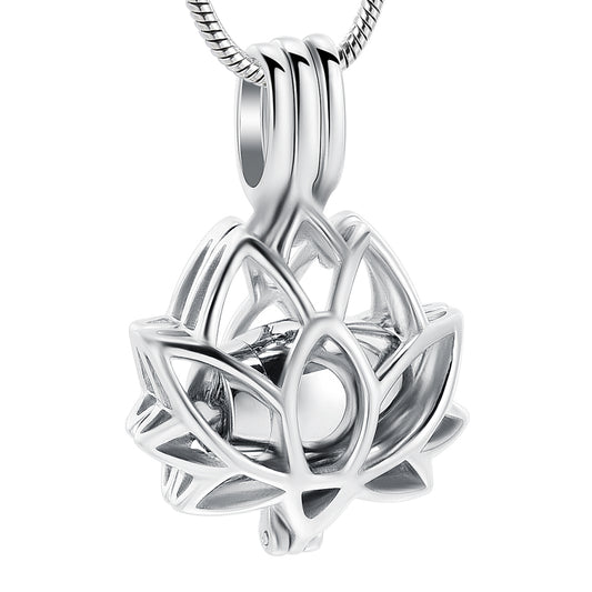 Lotus Urn Pendant Silver Tone