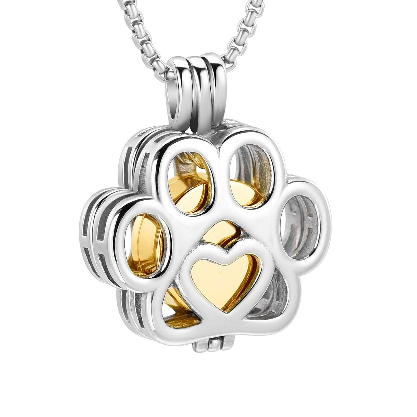 Paw Print Urn Pendant Gold Tone