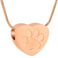 Paw Print Heart Rose Gold Tone Bead