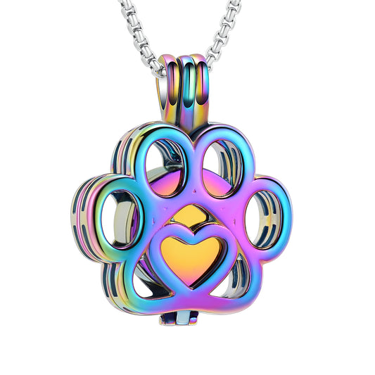 Paw Print Urn Pendant Rainbow