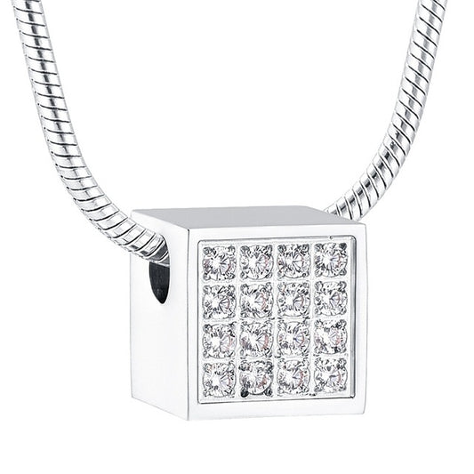 Square Diamante Silver Tone Pendant