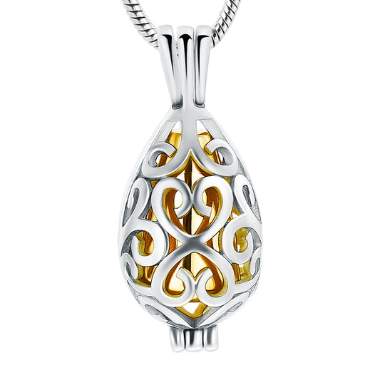 Tear Drop Urn Pendant Gold Tone