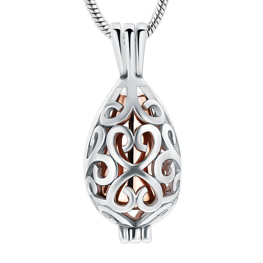 Tear Drop Urn Pendant Rose Gold Tone