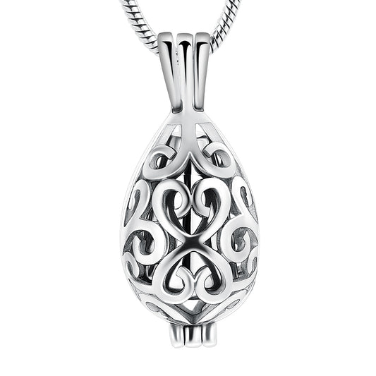 Tear Drop Urn Pendant Silver Tone