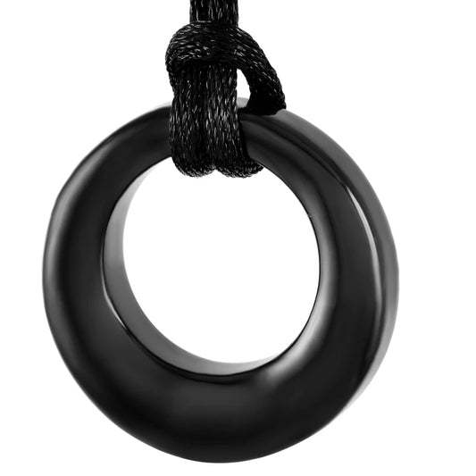 Black Eternity Circle Cremation Pendant