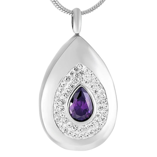 Tear Drop Purple Stone Pendant